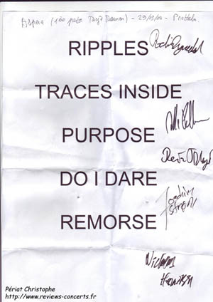 Setlist d'Aspera au Z7 de Pratteln le 29 septembre 2009