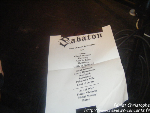 Sabaton au Nouveau Casino de Paris le 9 octobre 2010